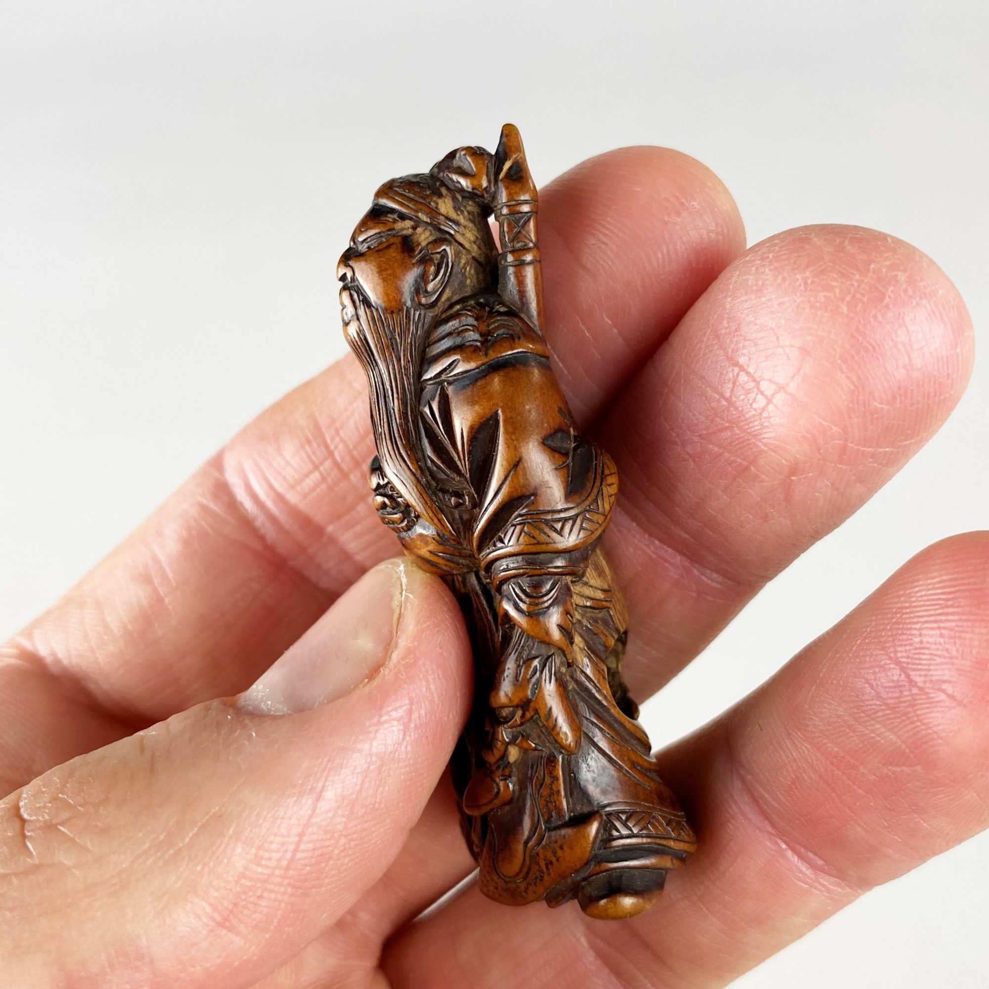 SOLD ** A Japanese box wood Netsuke depicting the Chinese General