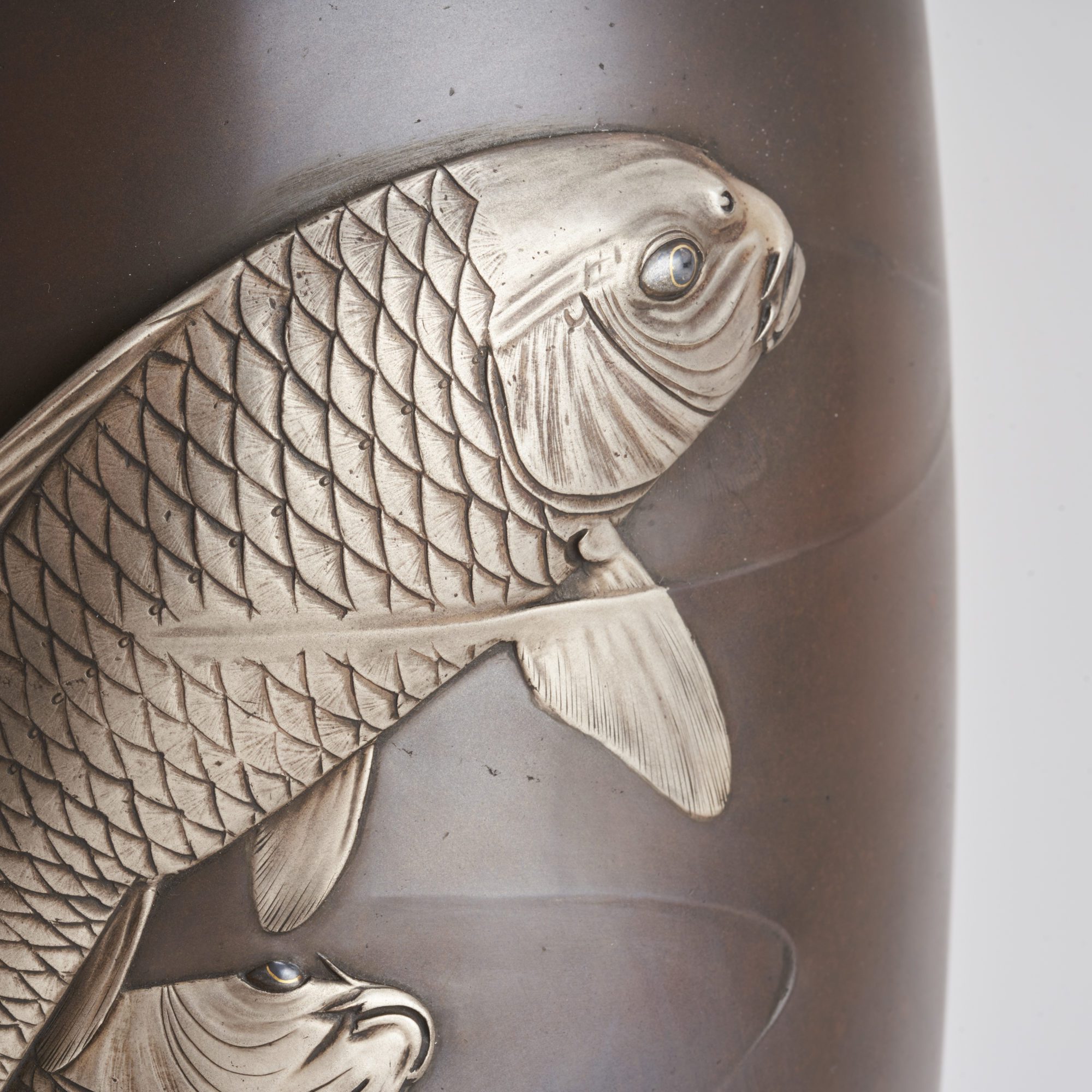An attractive Bronze vase with Silver Carp decoration (Japanese, late 19th Century) from Kevin Page