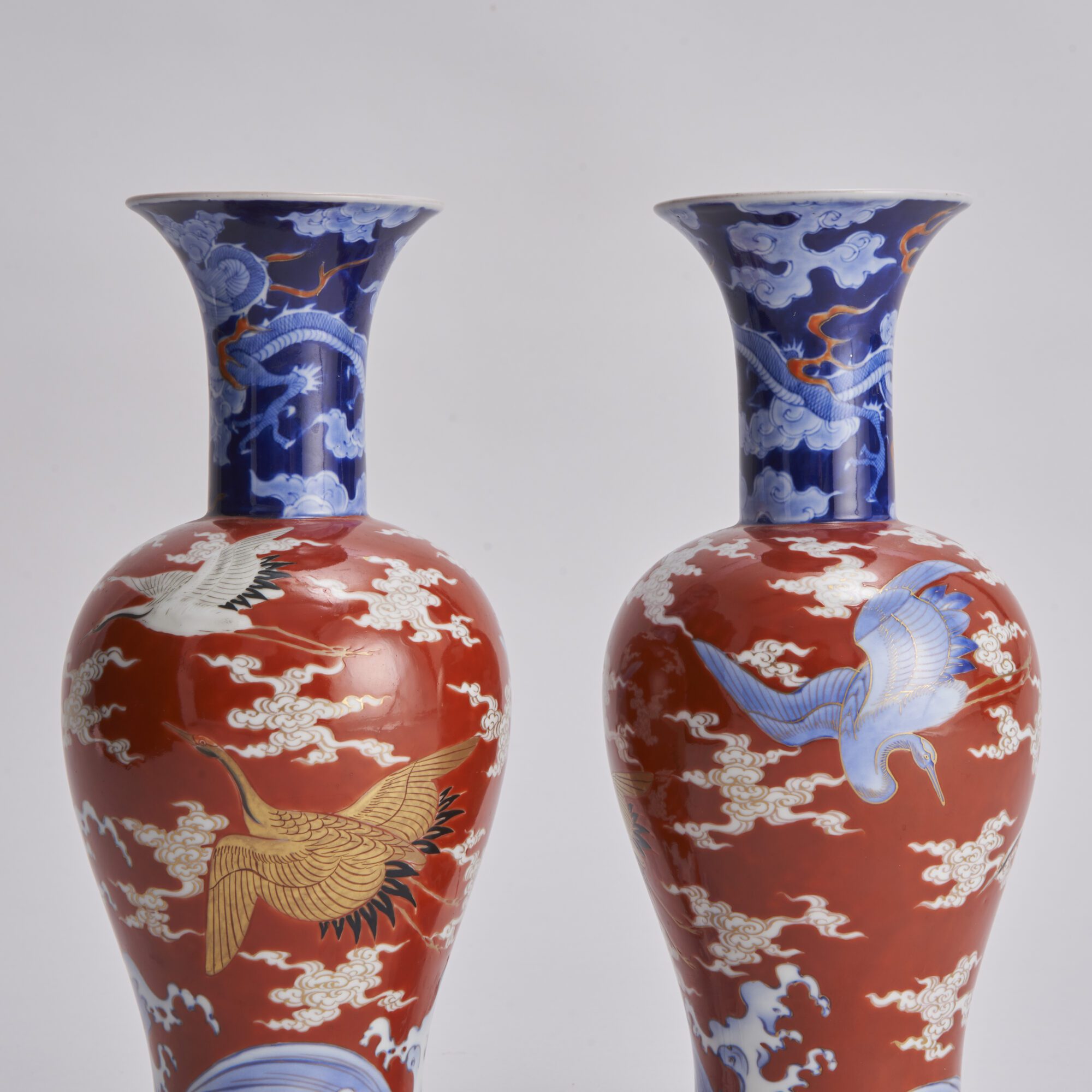 An attractive pair of Japanese, 19th Century Fukagawa porcelain vases from Kevin Page