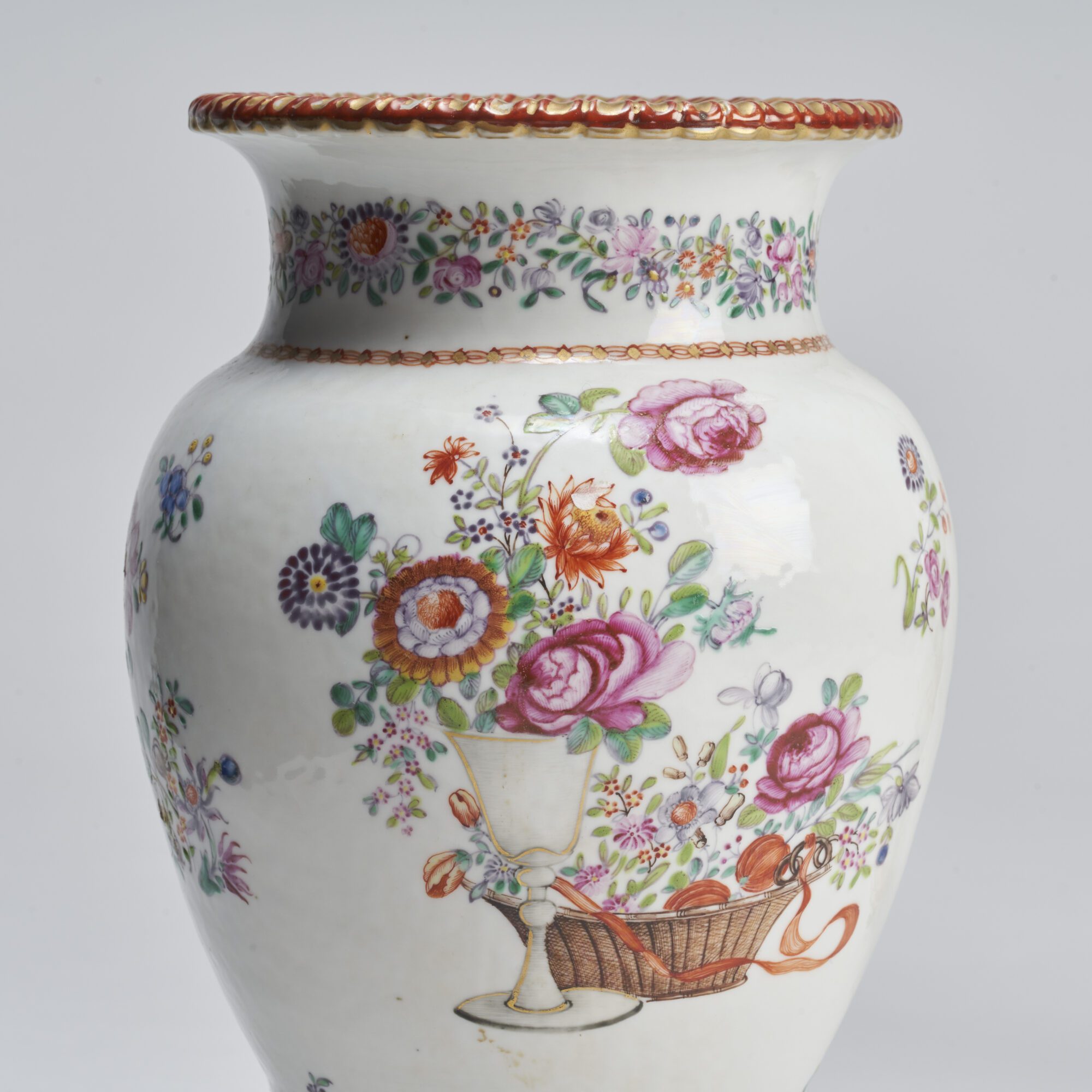 An elegant pair of 18th Century Chinese export Famille Rose vases from Kevin Page