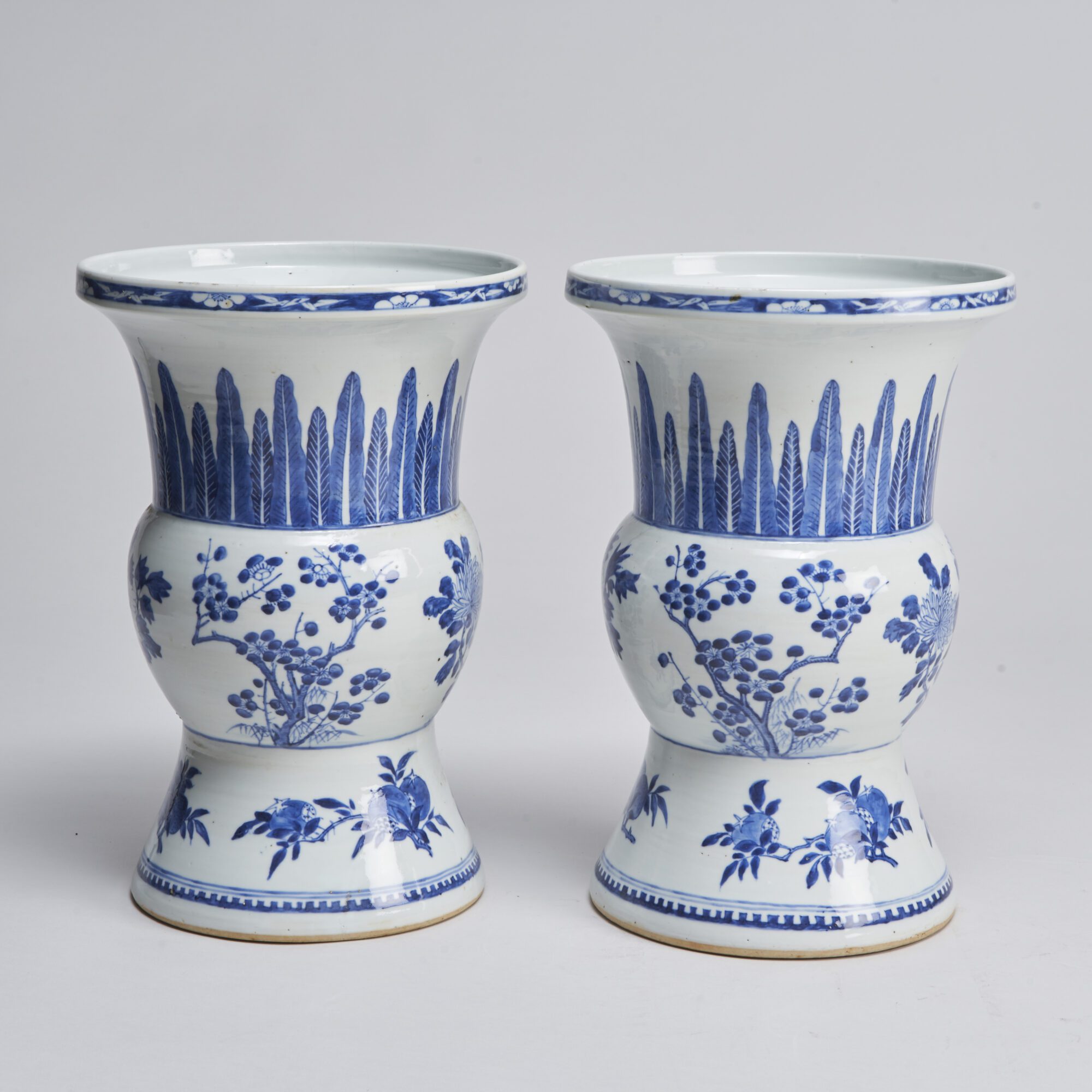 An attractive pair of large, Chinese 19th Century blue and white spittoon/beaker vases from Kevin Page