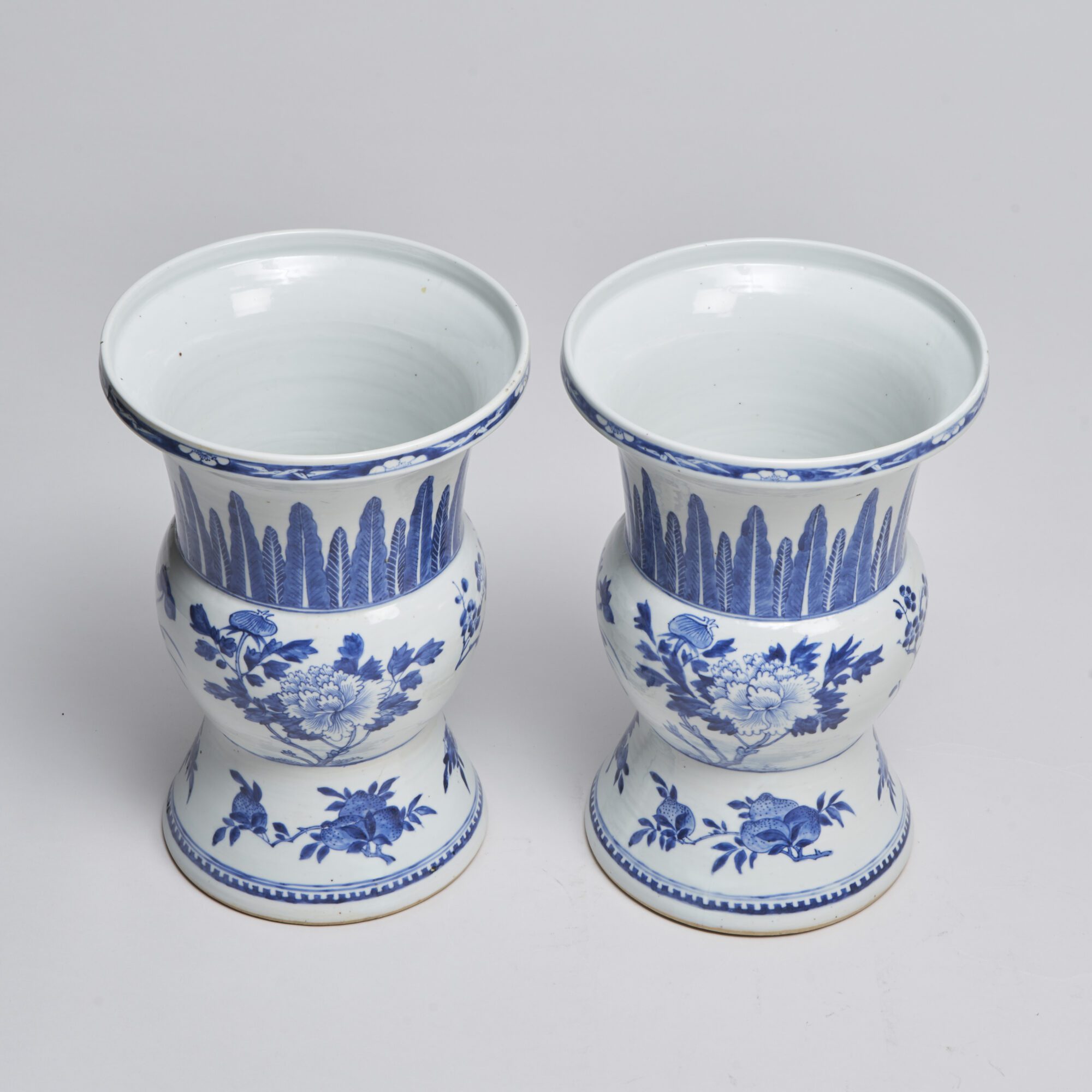 An attractive pair of large, Chinese 19th Century blue and white spittoon/beaker vases from Kevin Page