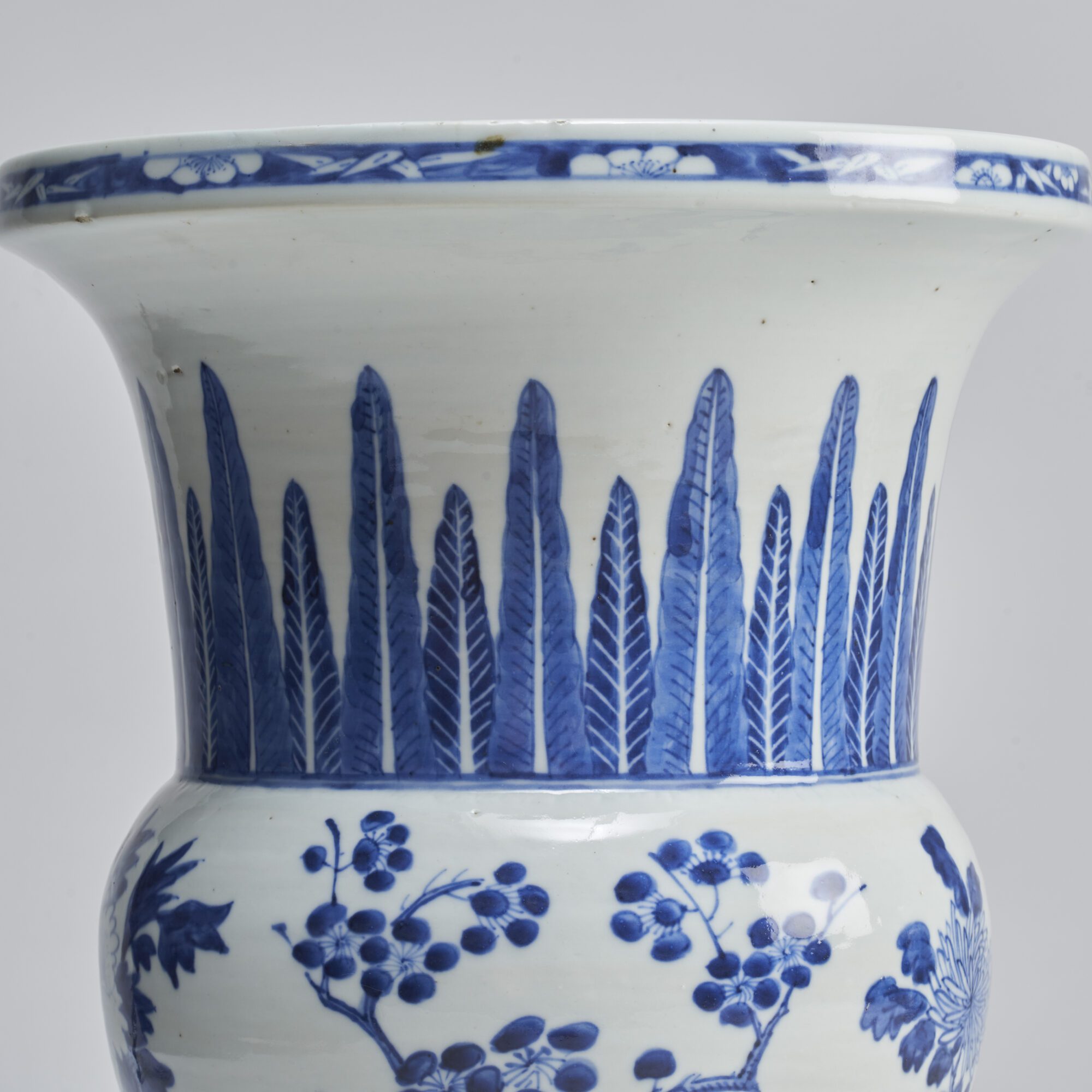 An attractive pair of large, Chinese 19th Century blue and white spittoon/beaker vases from Kevin Page