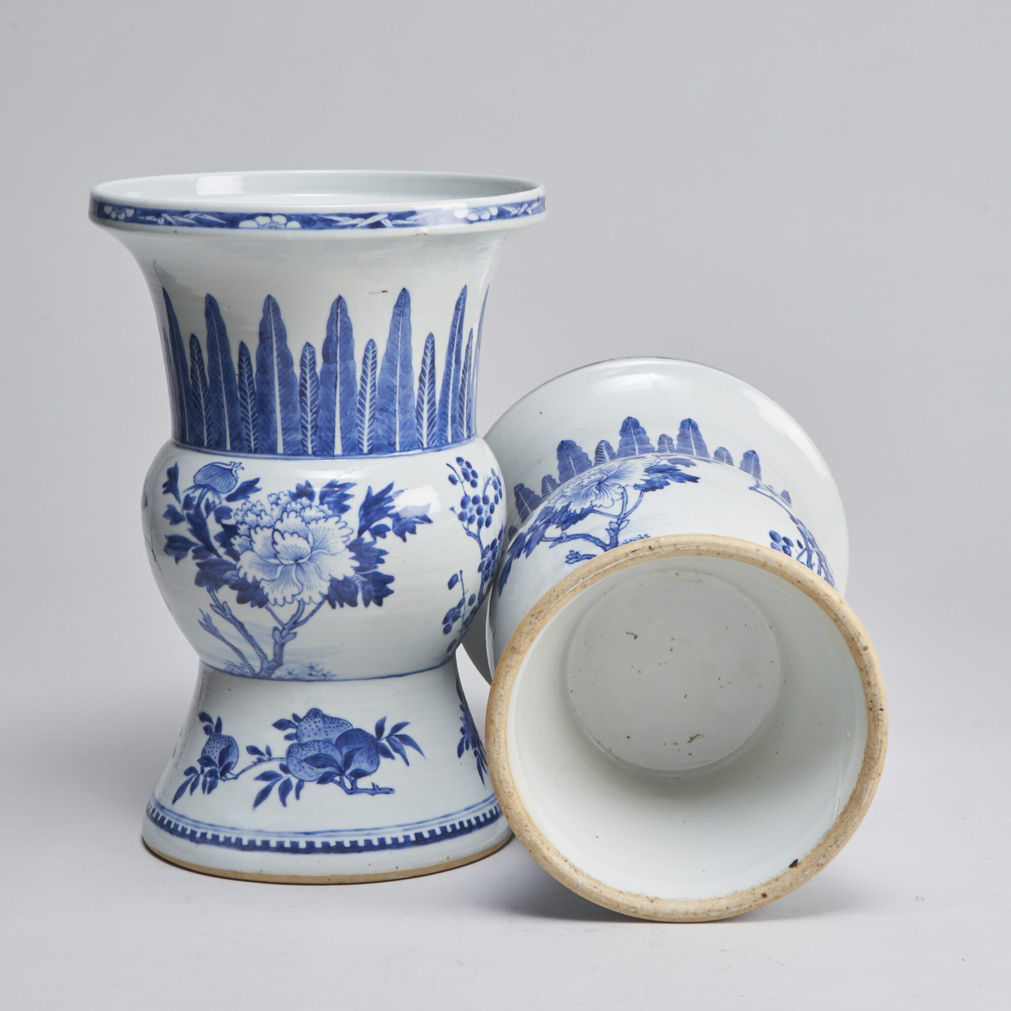 An attractive pair of large, Chinese 19th Century blue and white spittoon/beaker vases from Kevin Page