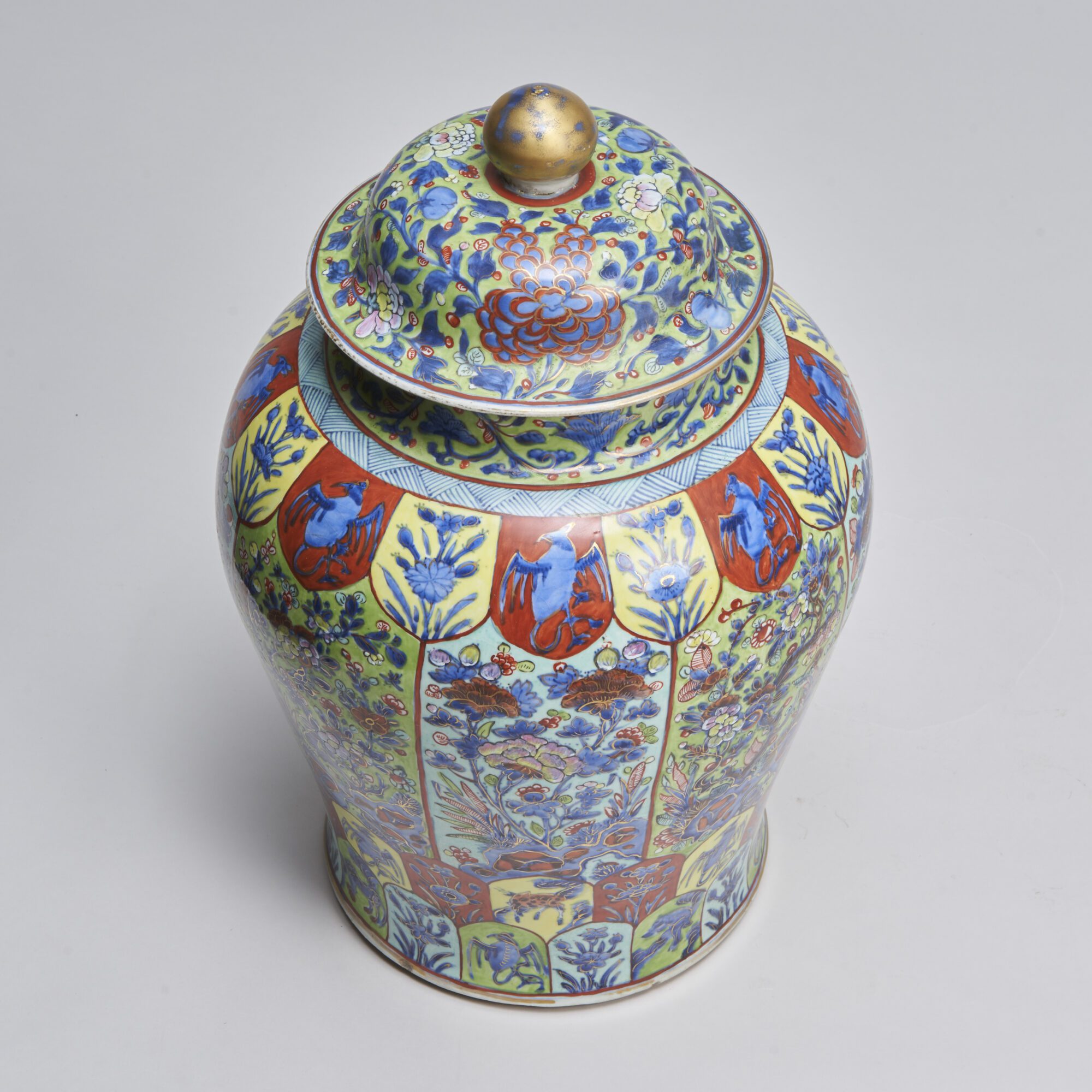 An impressive 18th Century Chinese "Clobbered" temple jar and cover from Kevin Page
