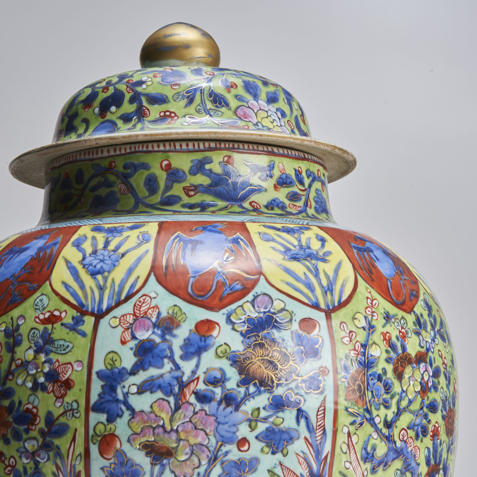 An impressive 18th Century Chinese "Clobbered" temple jar and cover from Kevin Page