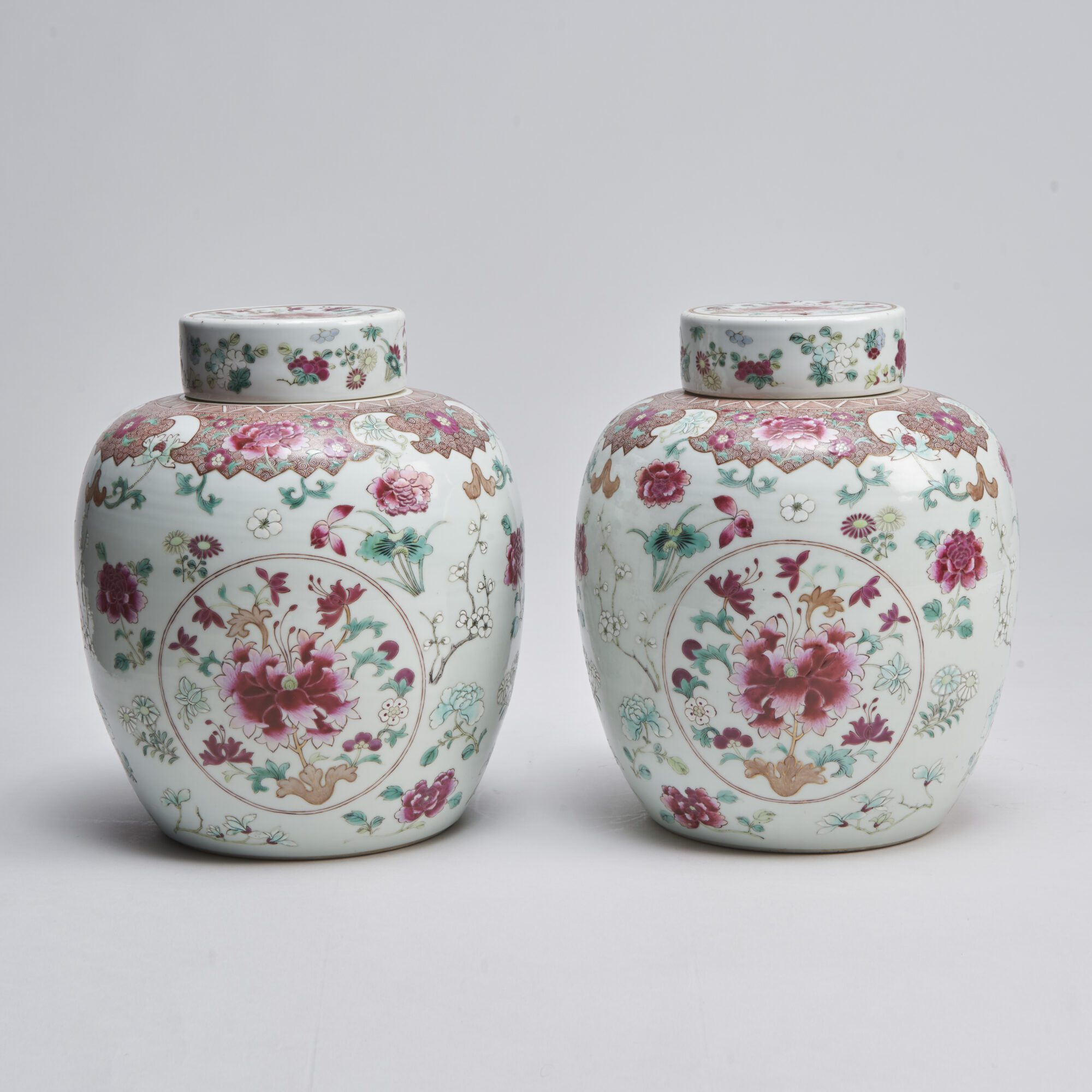 An ornate pair of 19th Century Chinese famille rose jars and covers from Kevin Page