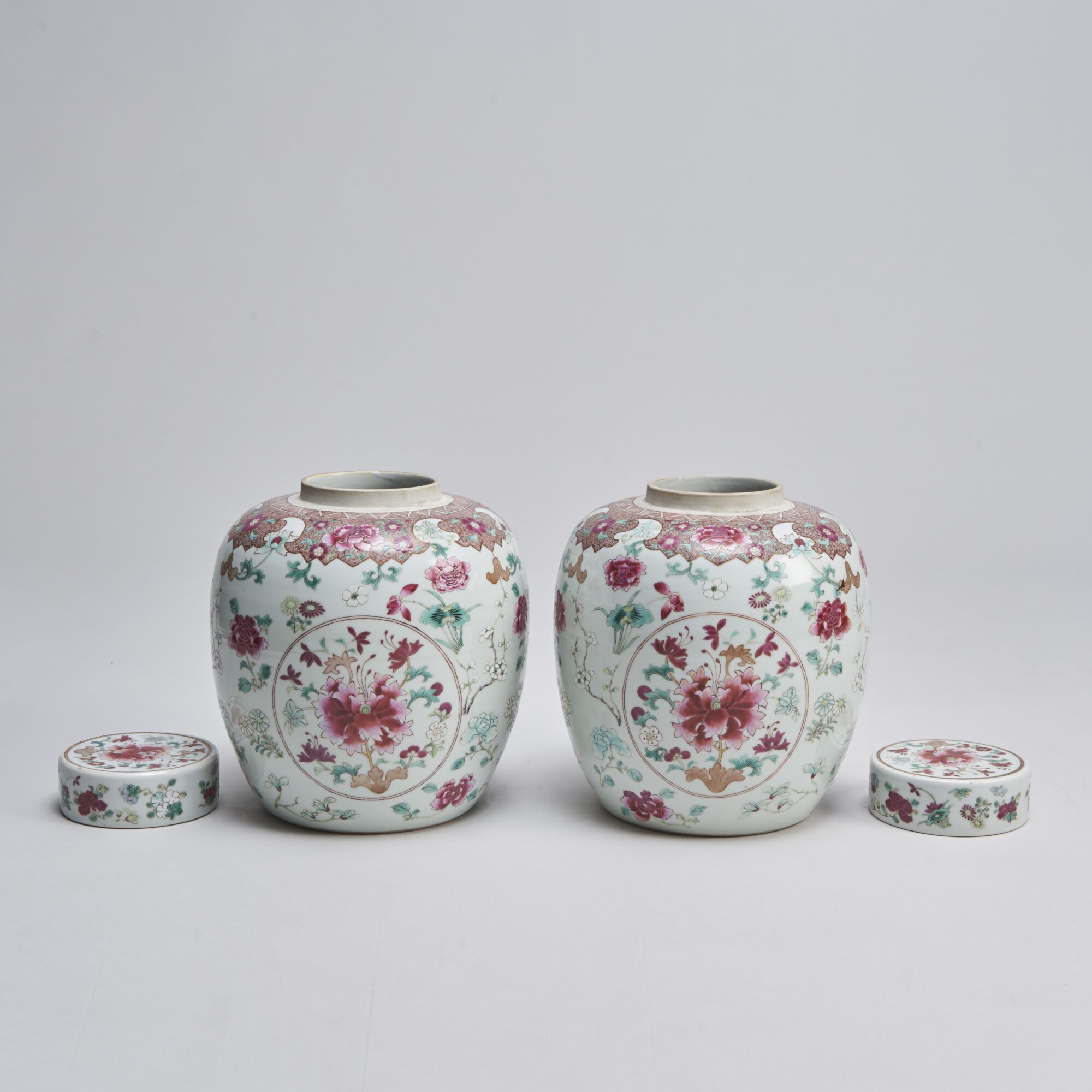 An ornate pair of 19th Century Chinese famille rose jars and covers from Kevin Page